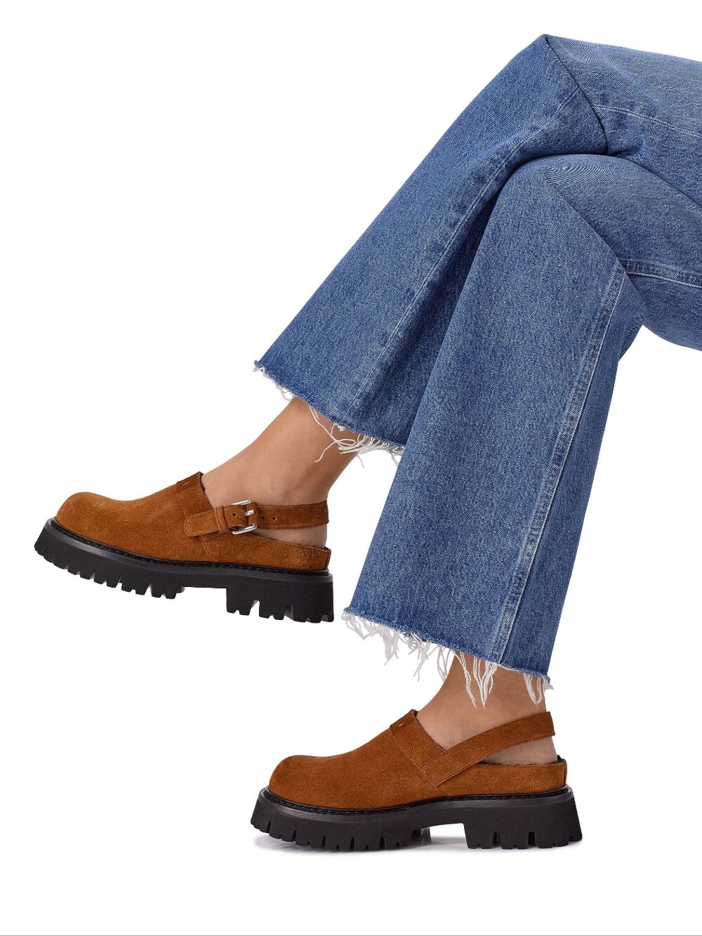 Poppy Barley Suede Slingback Loafers in Camel